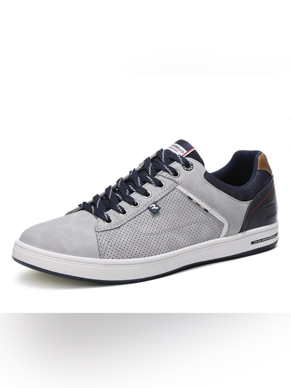 Arrigo Bello Men’s Gray & Navy Casual Fashion Sneaker Size 10